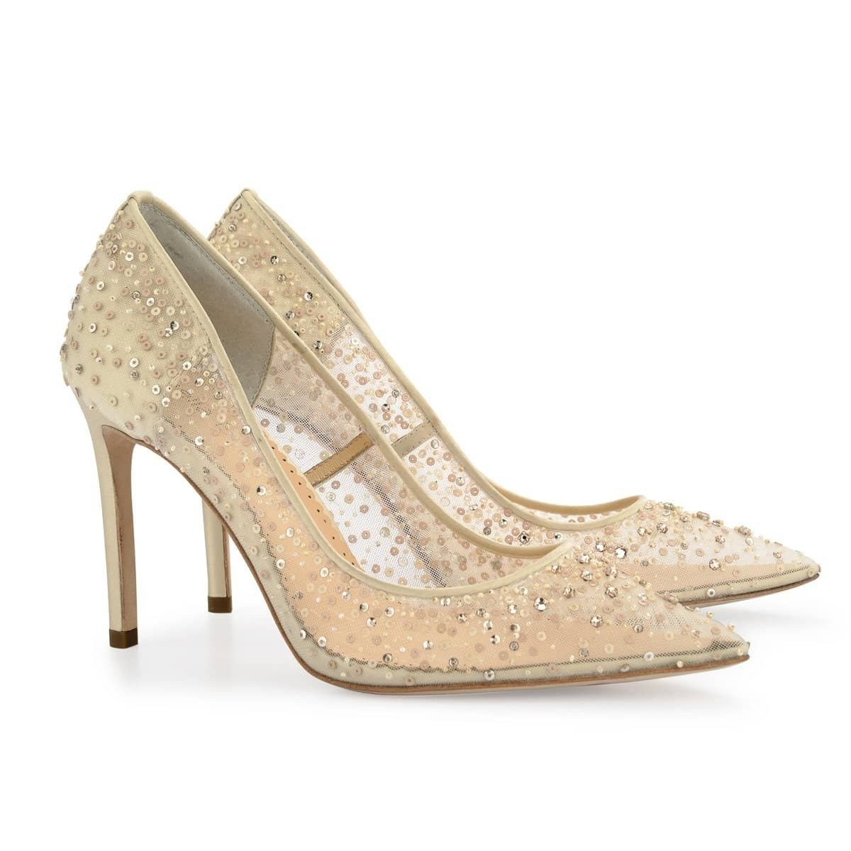 Elsa Sequin Embellished Heels in Nude by Bella Belle Shoes Nataya