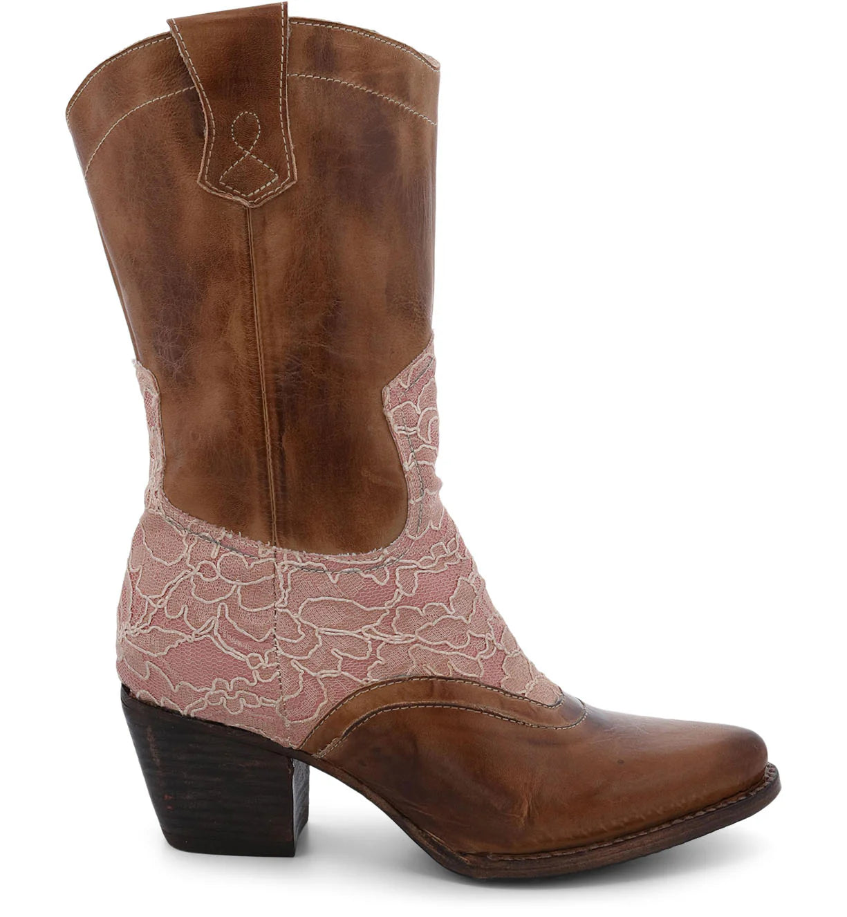 Basanti Cowgirl Leather Wedding Boots in Tan Rustic