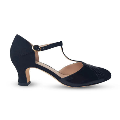 New York 1920s Gatsby Style T-Bar Heels in Black