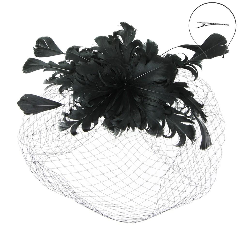 Gatsby Wedding Birdcage Veil in Black